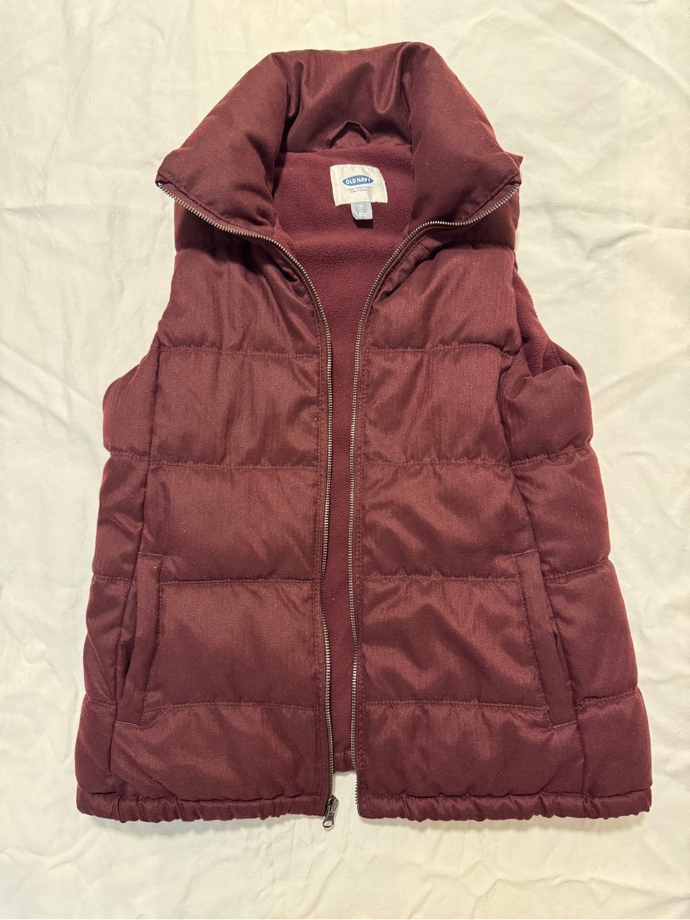 Burgundy Puffer Vest - Old Navy